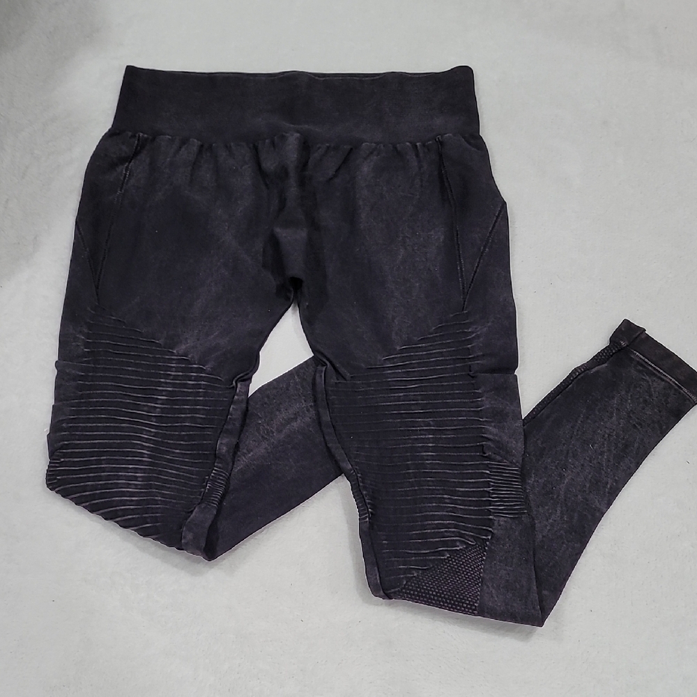 Nikibiki Vintage Moto Black Textured Leggings OS